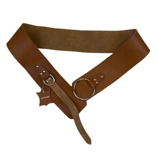 Vintage 'Echtes Leder' Brown Loop Buckle Thick Belt