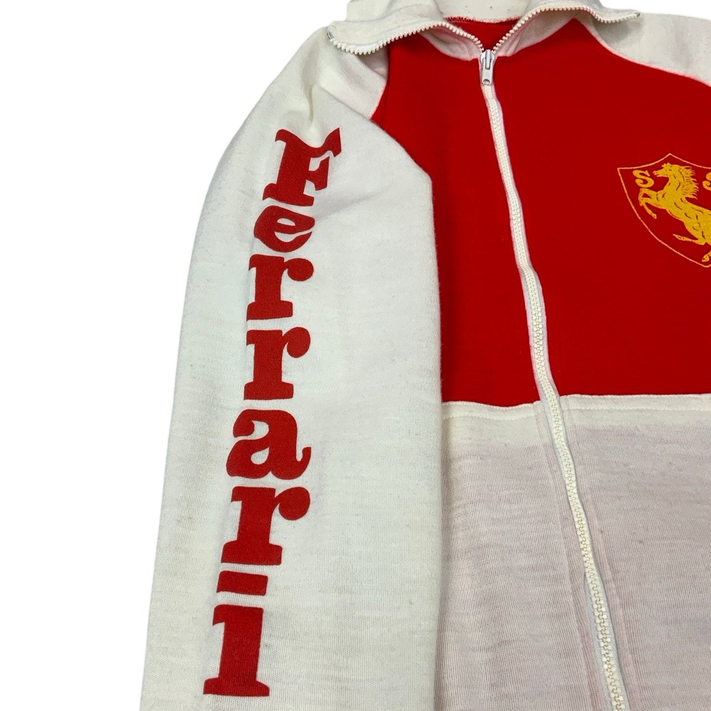 Vintage Red White Ferrari Bomber Track Jacket