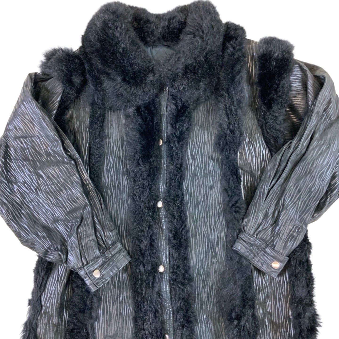 Striped Leather Faux Fur Coat Gilet 18 20