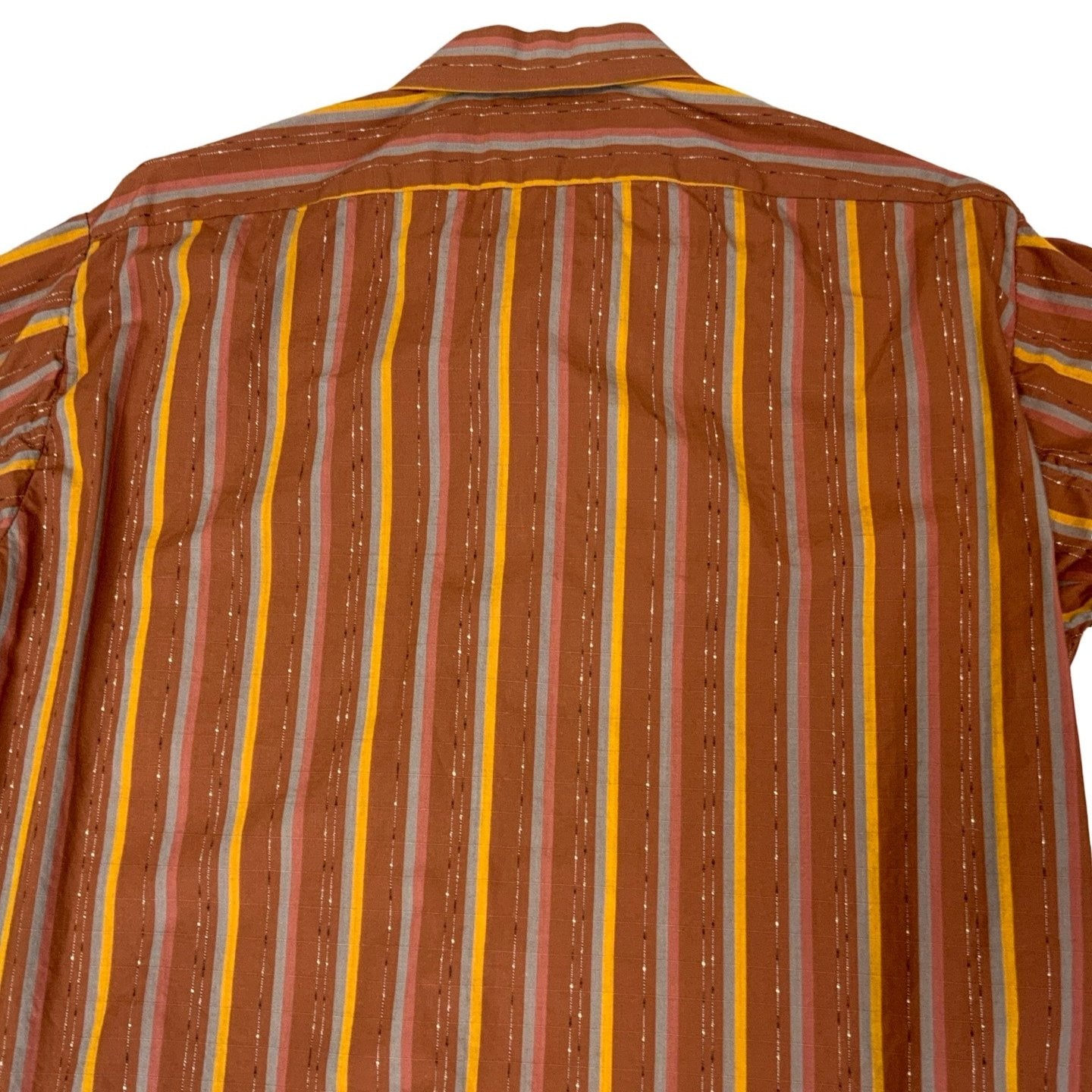 Vintage 'Sohaj' Brown Blue Burgundy Orange Stripe Shirt M