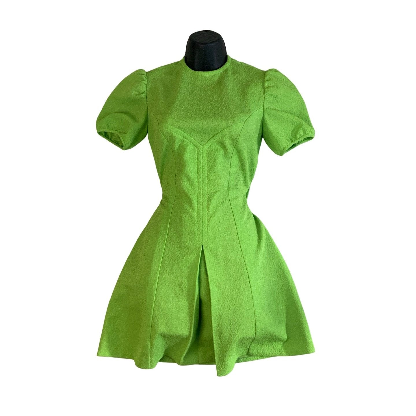 Vintage 60s 70s Green Babydoll Mini Dress 6 8