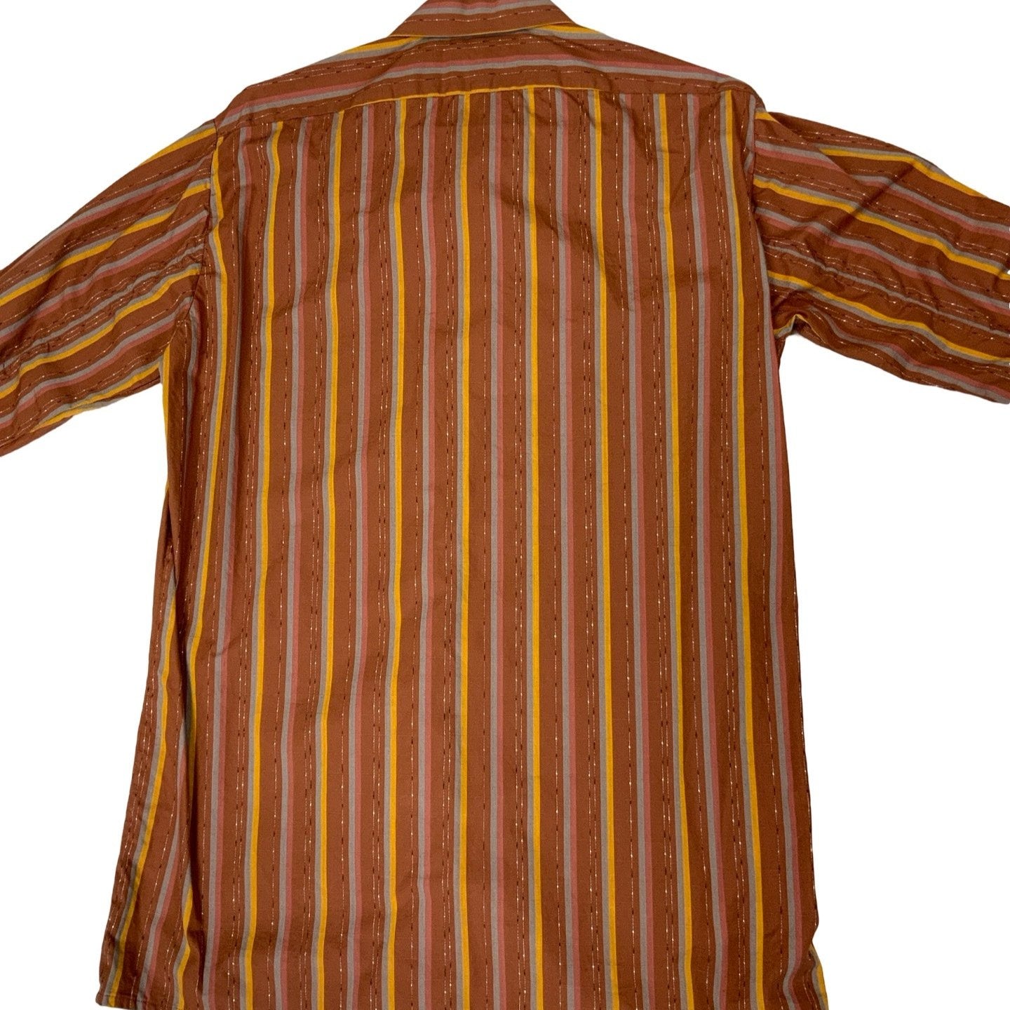 Vintage 'Sohaj' Brown Blue Burgundy Orange Stripe Shirt M