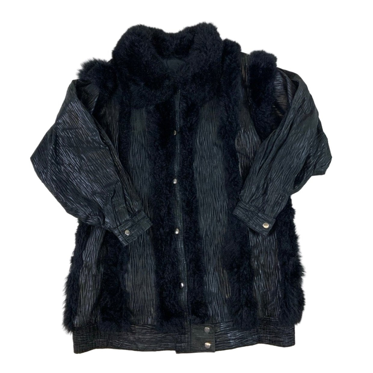 Striped Leather Faux Fur Coat Gilet 18 20