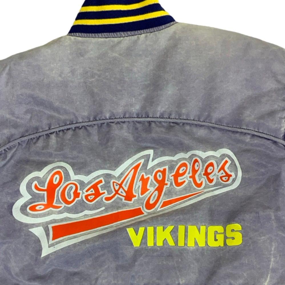 Vintage 90s Los Angeles Vikings Purple Quilted Bomber Varsity Jacket L XL