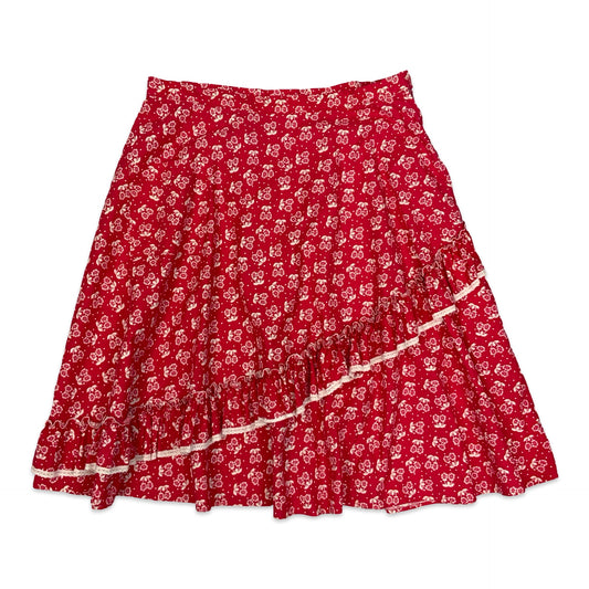 Vintage Floral Midi Skirt with Tiered Pleated Detail 16