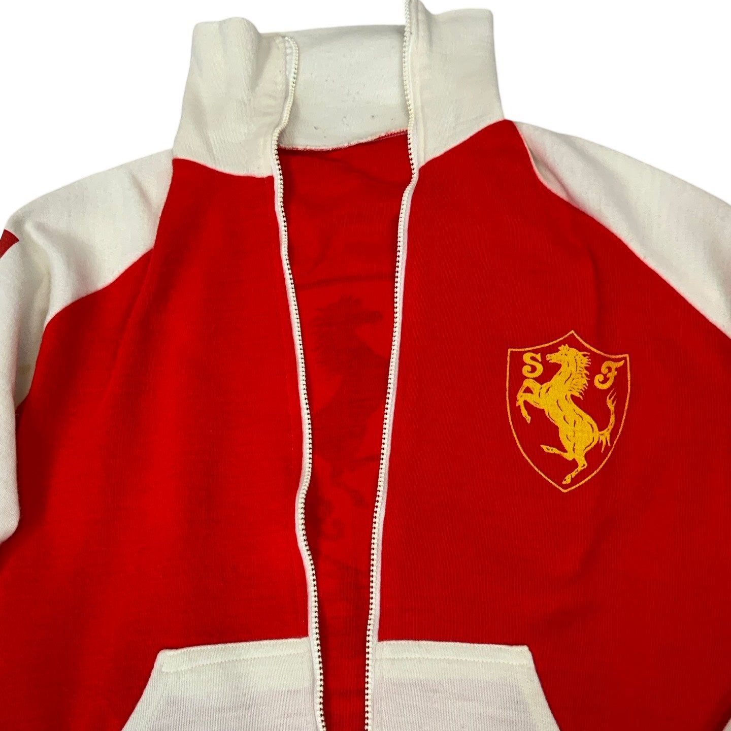 Vintage Red White Ferrari Bomber Track Jacket