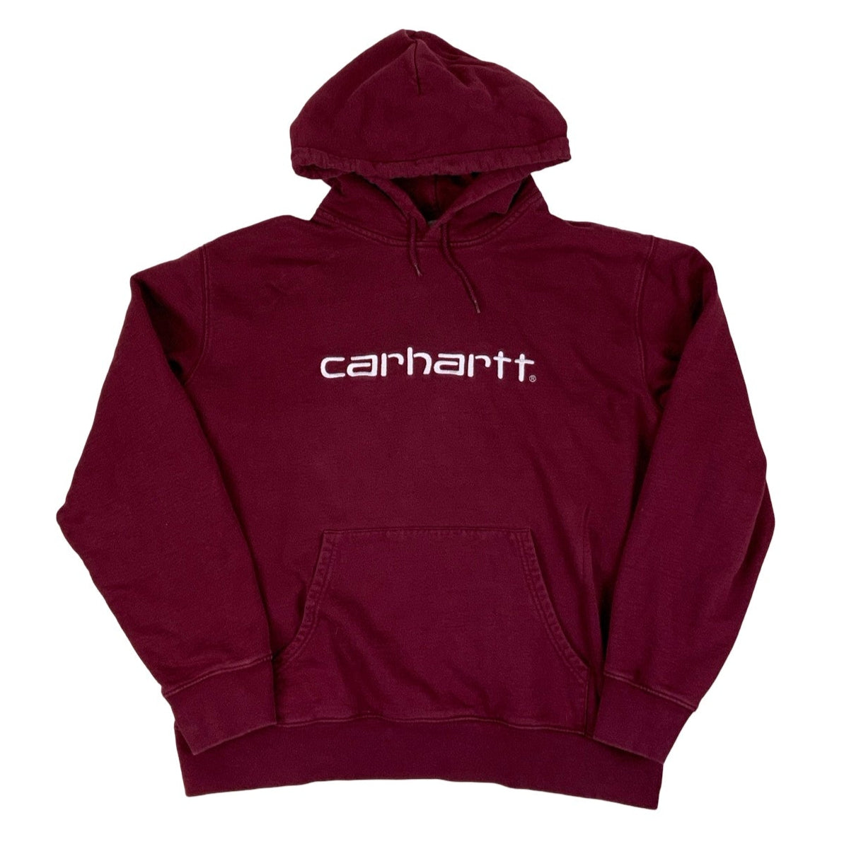 Carhartt Burgundy Spell-Out Hoodie L XL