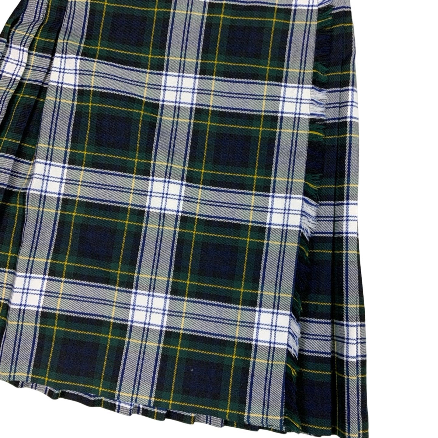 Vintage 'Murray Brothers of Hawick Scotland' Green Blue White Yellow Black Scottish Tartan Kilt XS