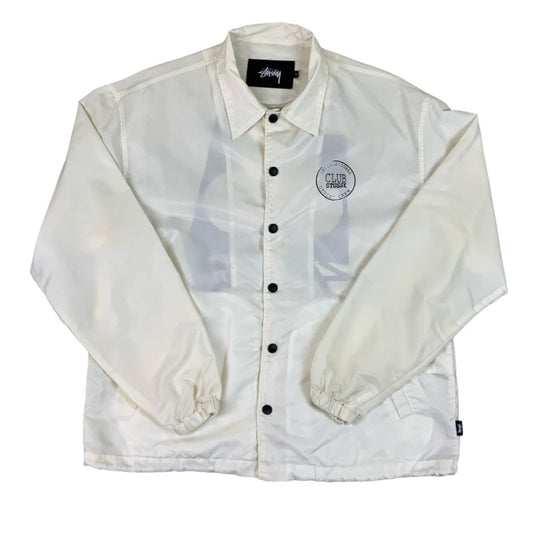 Stussy White Graphic Streetwear Coach Jacket M L