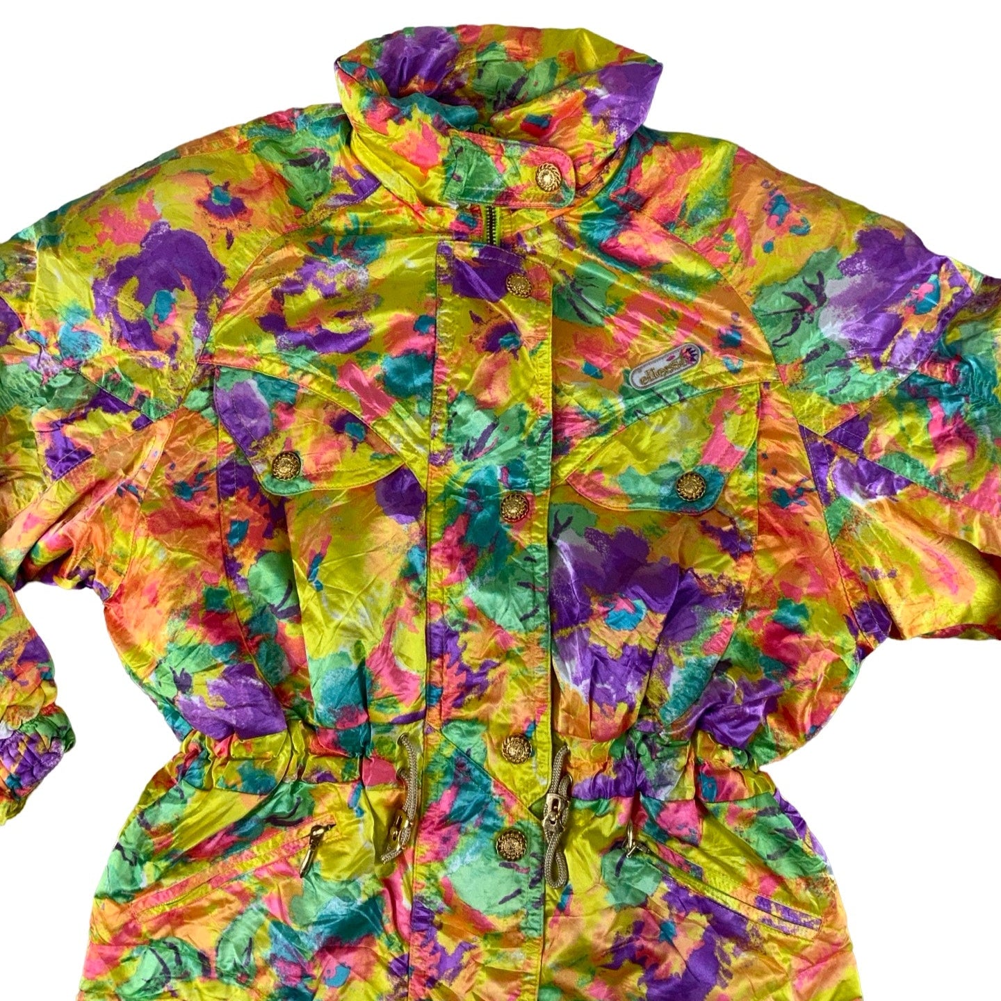 Vintage Bright Pattern Retro Ellesse Ski Jacket S M UK 8 10