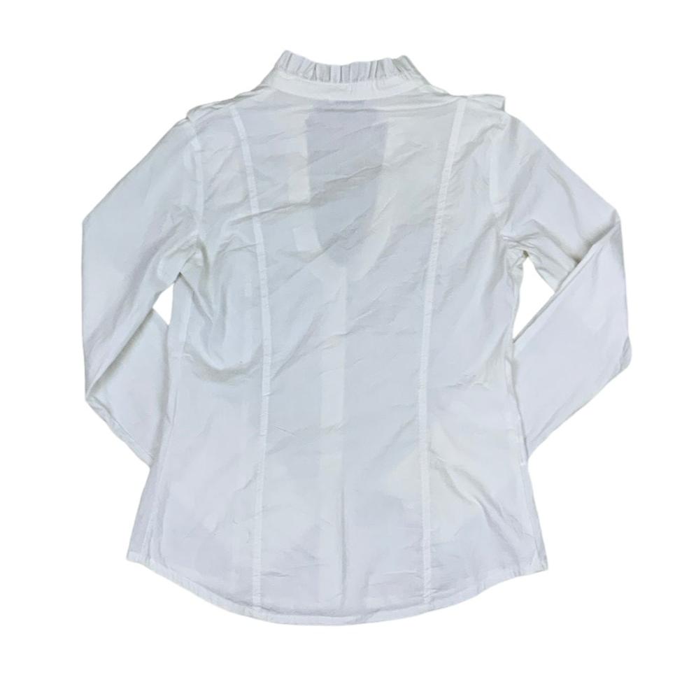 Vintage 90s 'EXTYN' White Frill Shirt Blouse XS 8 10