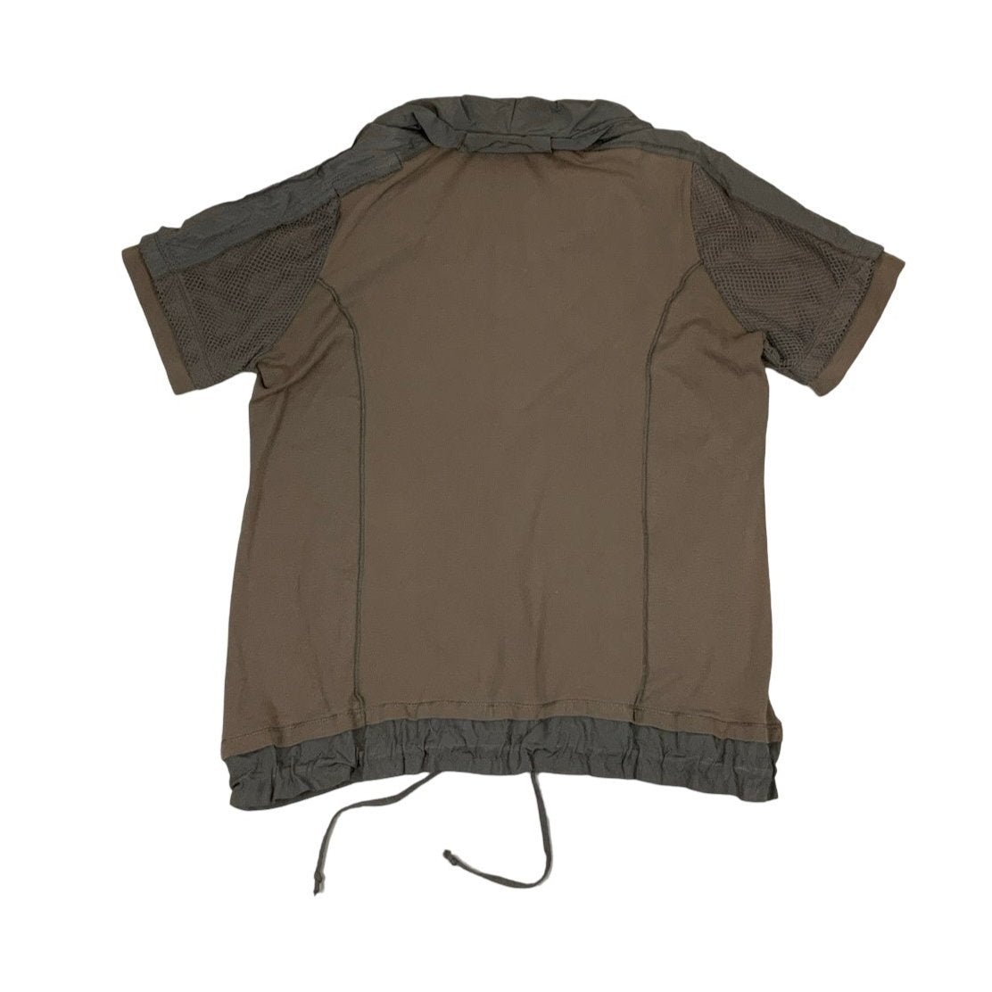 Y2K Brown Safari Mesh Zip-Up Top