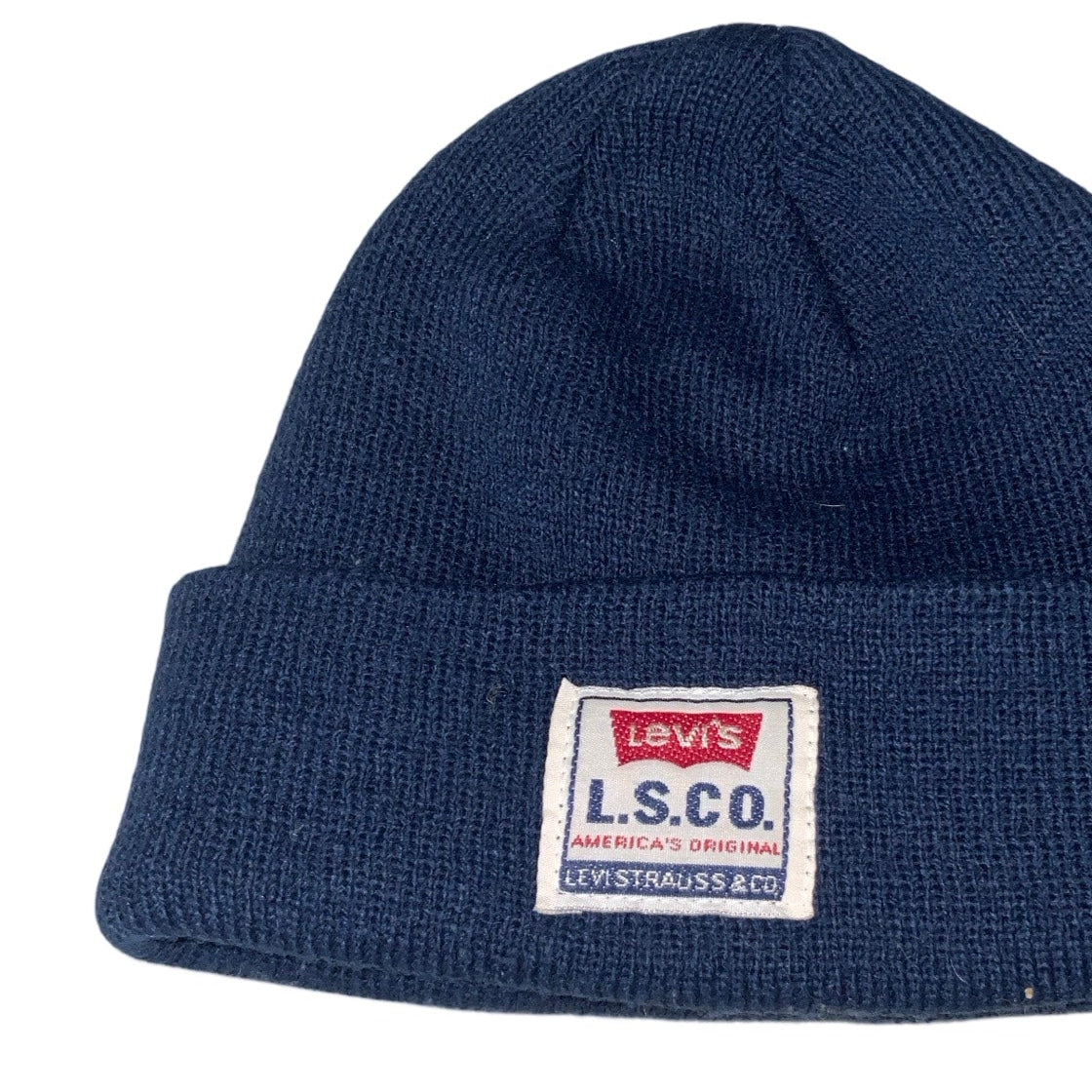 Vintage 90s 00s Levi's DC Co. Navy Blue Thick Beanie Hat