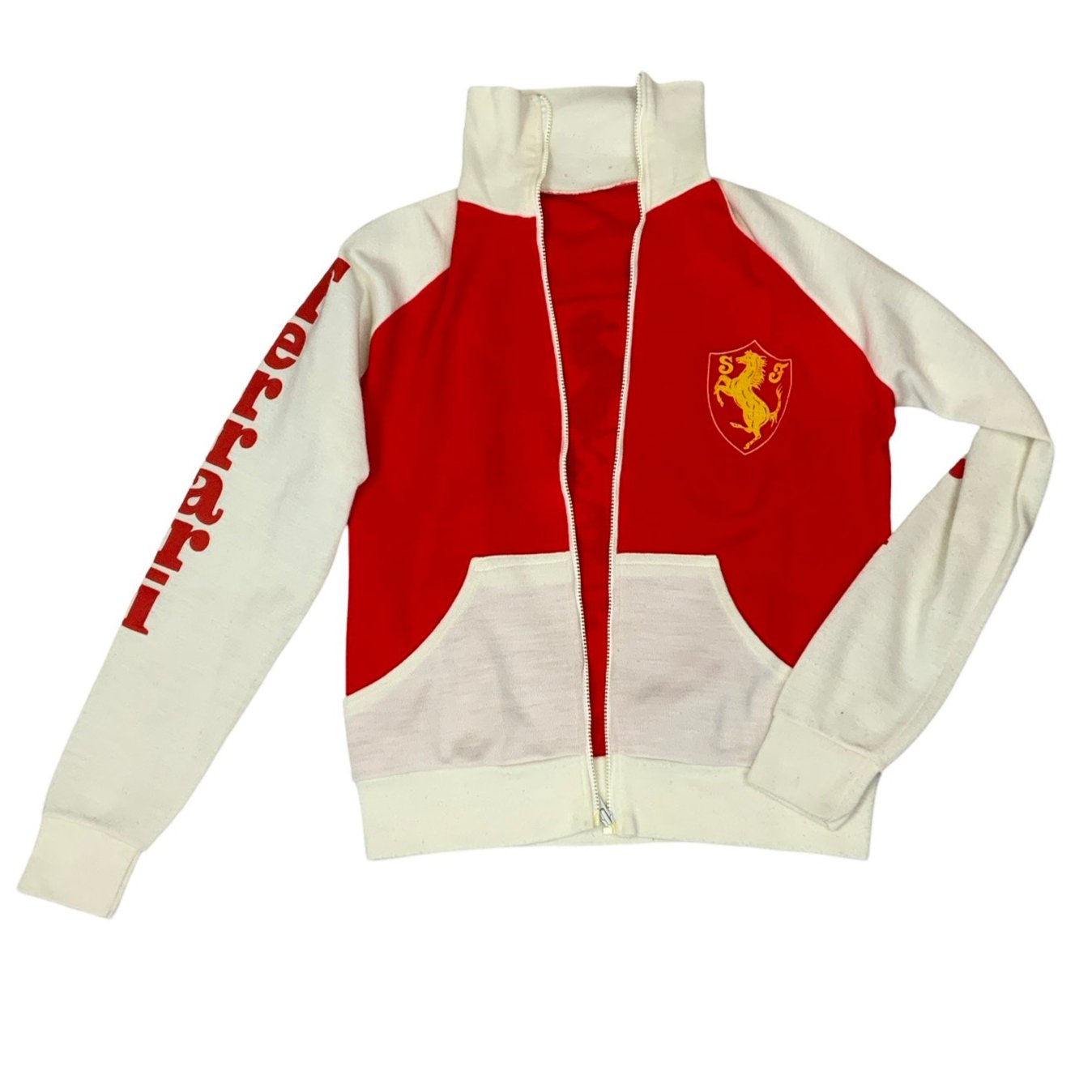 Vintage Red White Ferrari Bomber Track Jacket