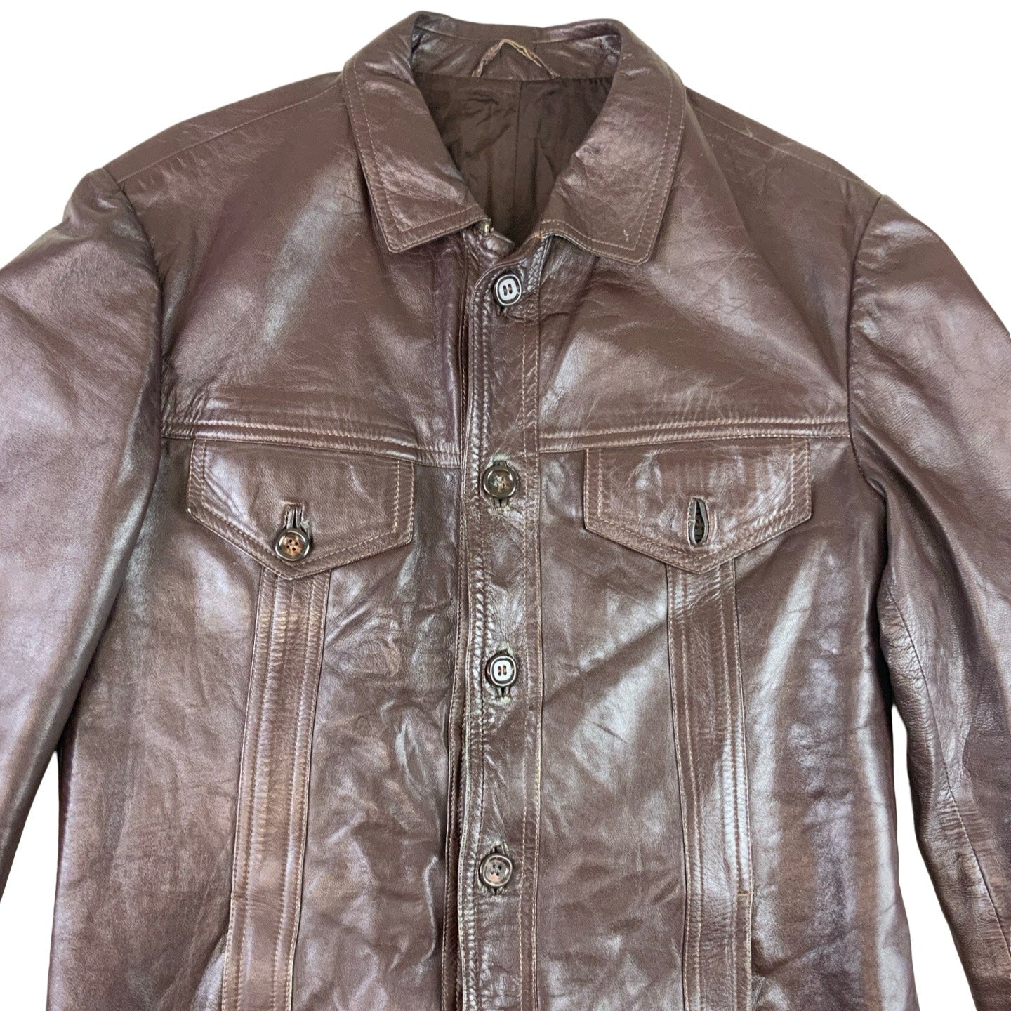 Vintage Brown Real Leather Jacket S M