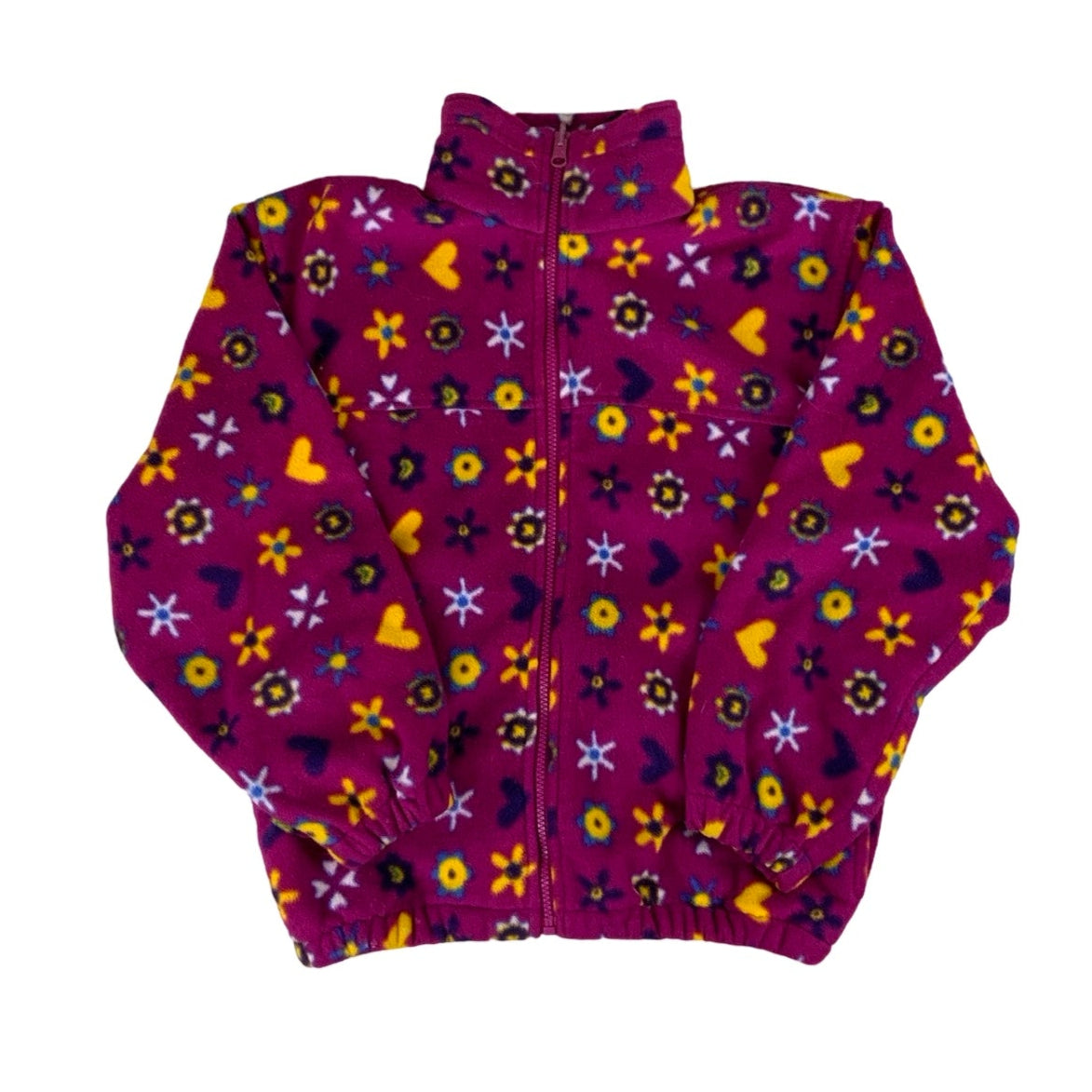 Vintage 90s Raver Flower Print Fleece Jacket S M