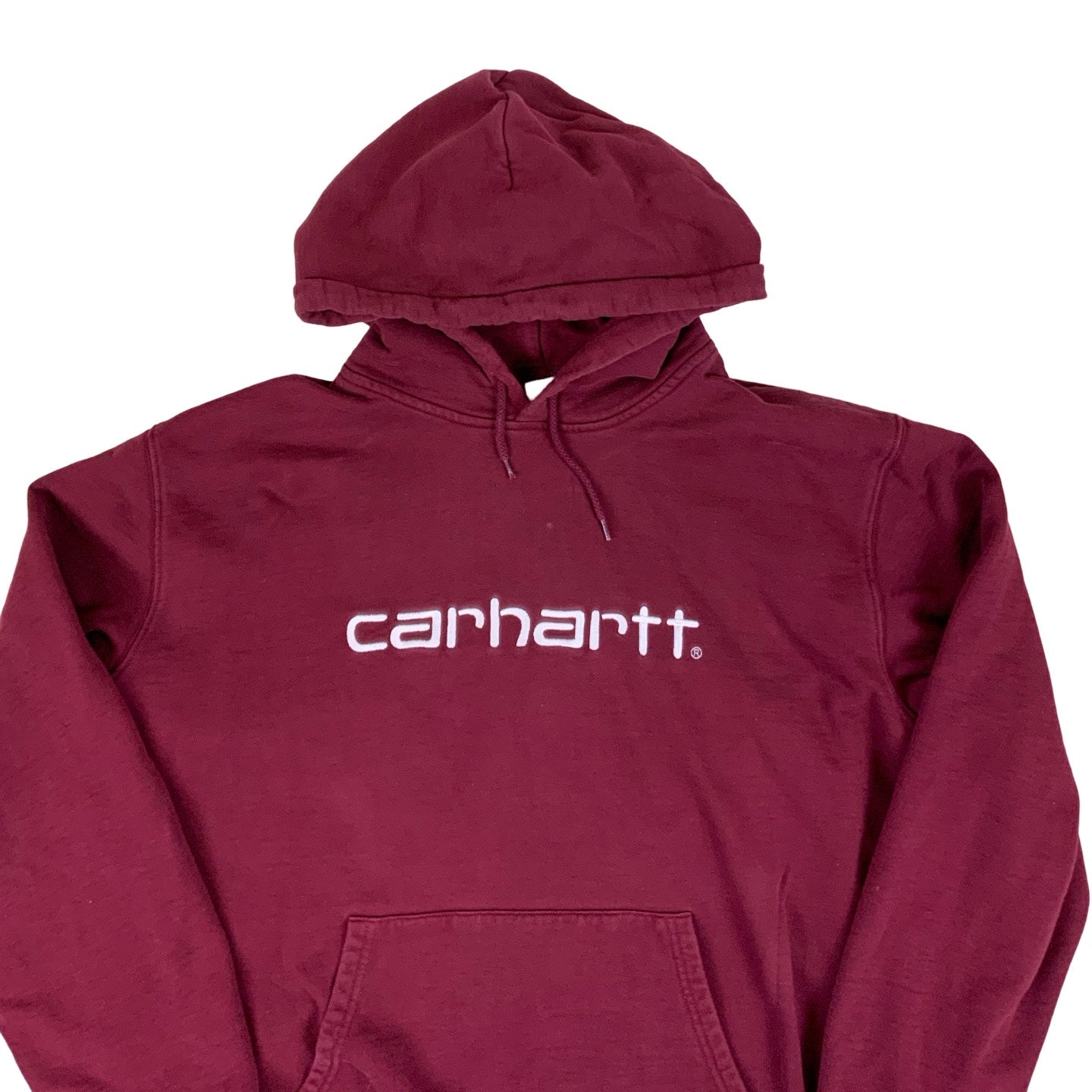 Carhartt Burgundy Spell-Out Hoodie L XL