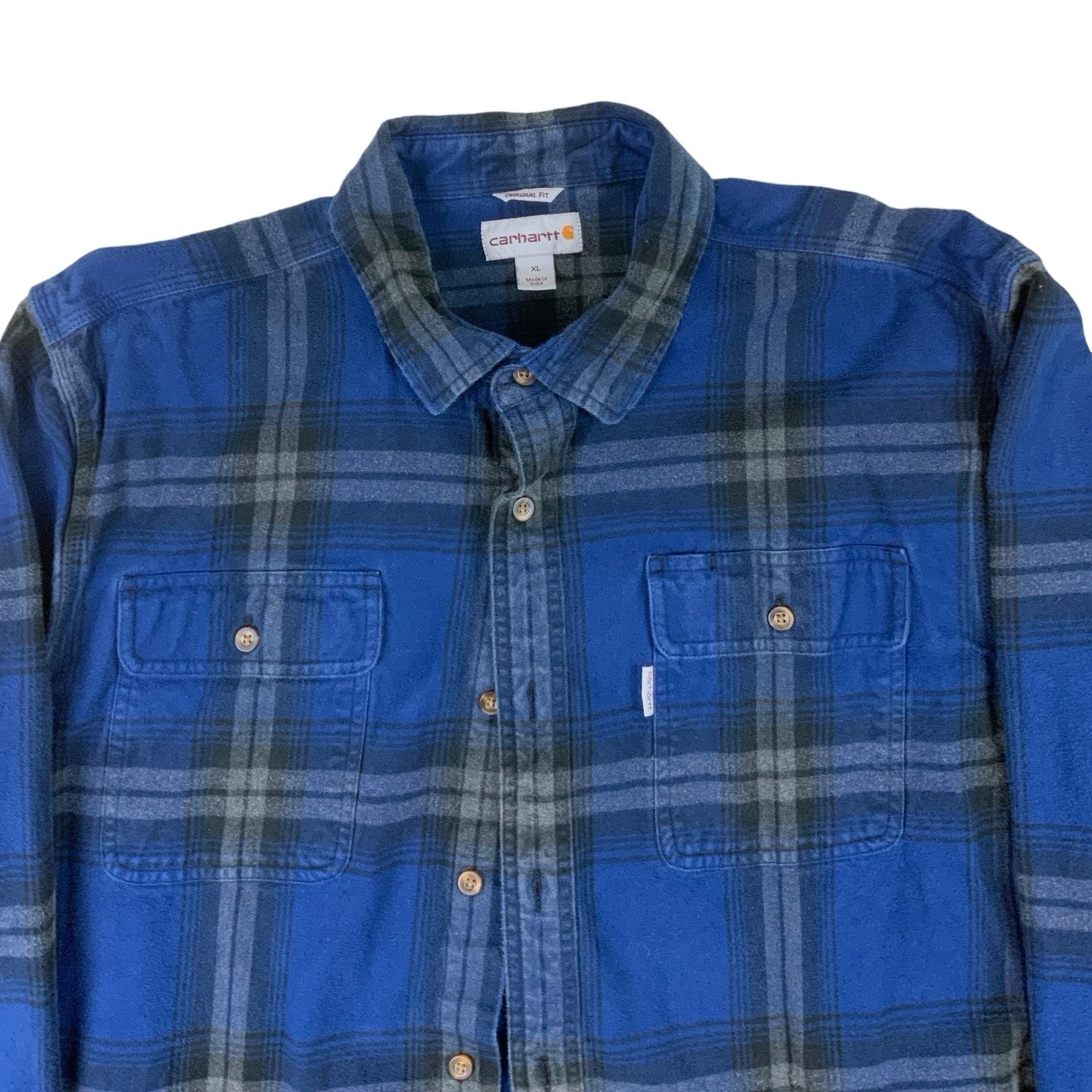 Double Pocket Work Wear Flannel Shirt L XL