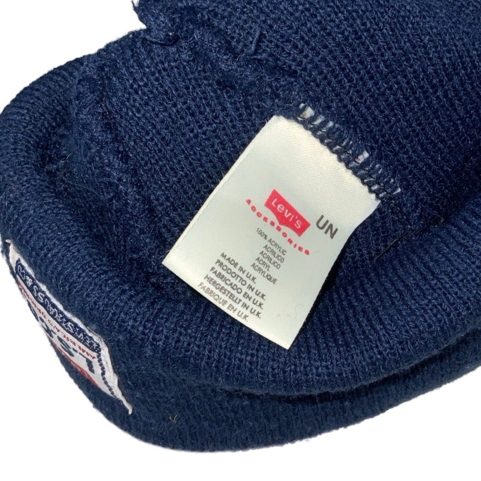 Vintage 90s 00s Levi's DC Co. Navy Blue Thick Beanie Hat