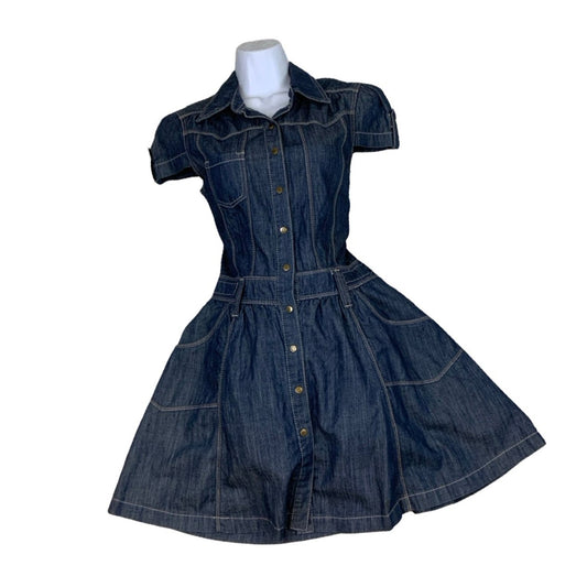 Vintage 90s 'Clockhouse' Denim Babydoll Mini Dress XS 10