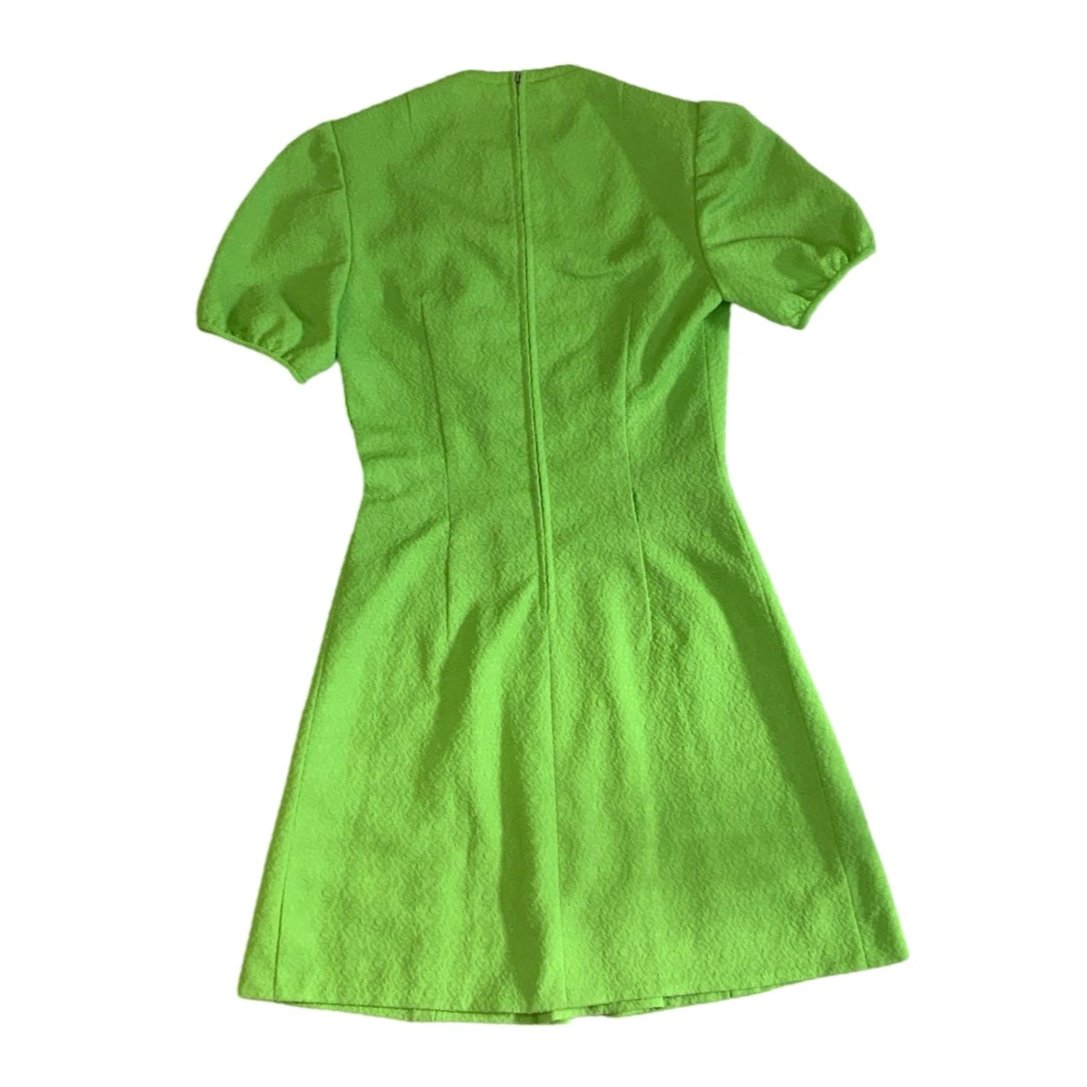 Vintage 60s 70s Green Babydoll Mini Dress 6 8