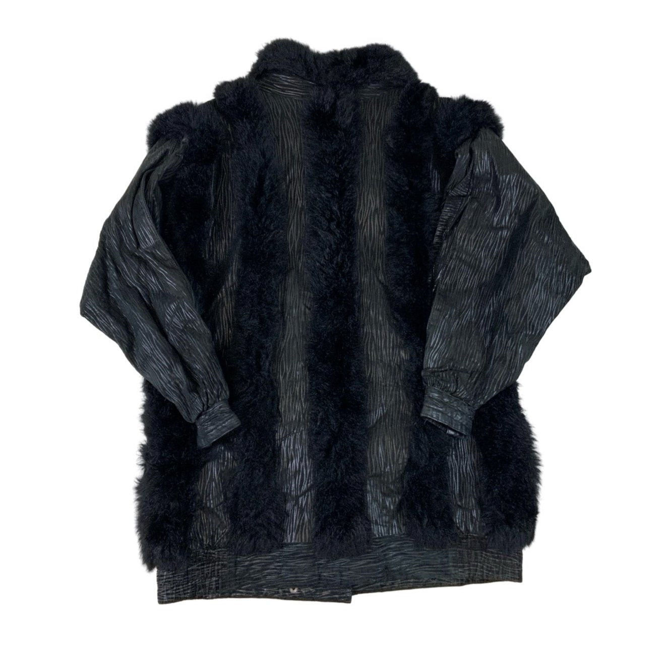 Striped Leather Faux Fur Coat Gilet 18 20