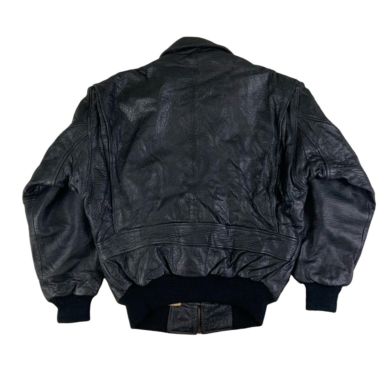 Vintage G-1 Black 'Plicana' Leather Flight Jacket XS S