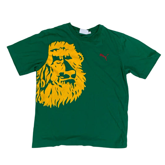 Vintage PUMA Grafishch Yellow Green Lion T-shirt S M