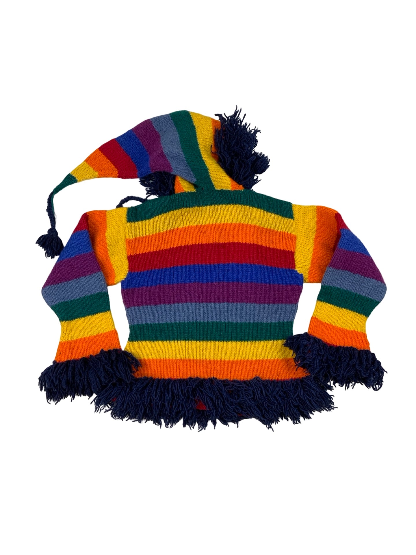 Vintage Knitted Wizard Chunky Rainbow Hoodie S M