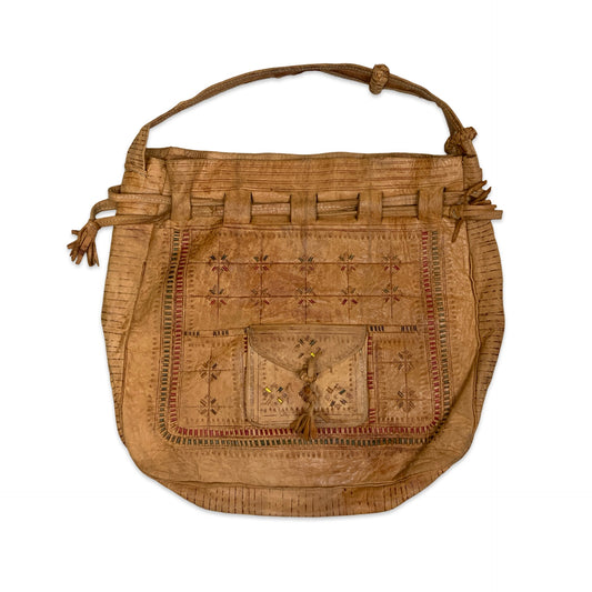 Vintage Brown Leather Embossed Shoulder Bag