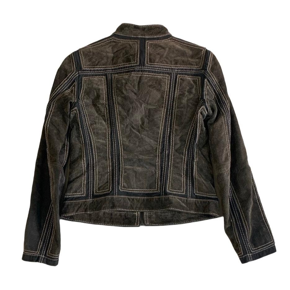 Y2K Vintage 'Zarro' Brown Suede Patchwork Biker Style Jacket XS 6