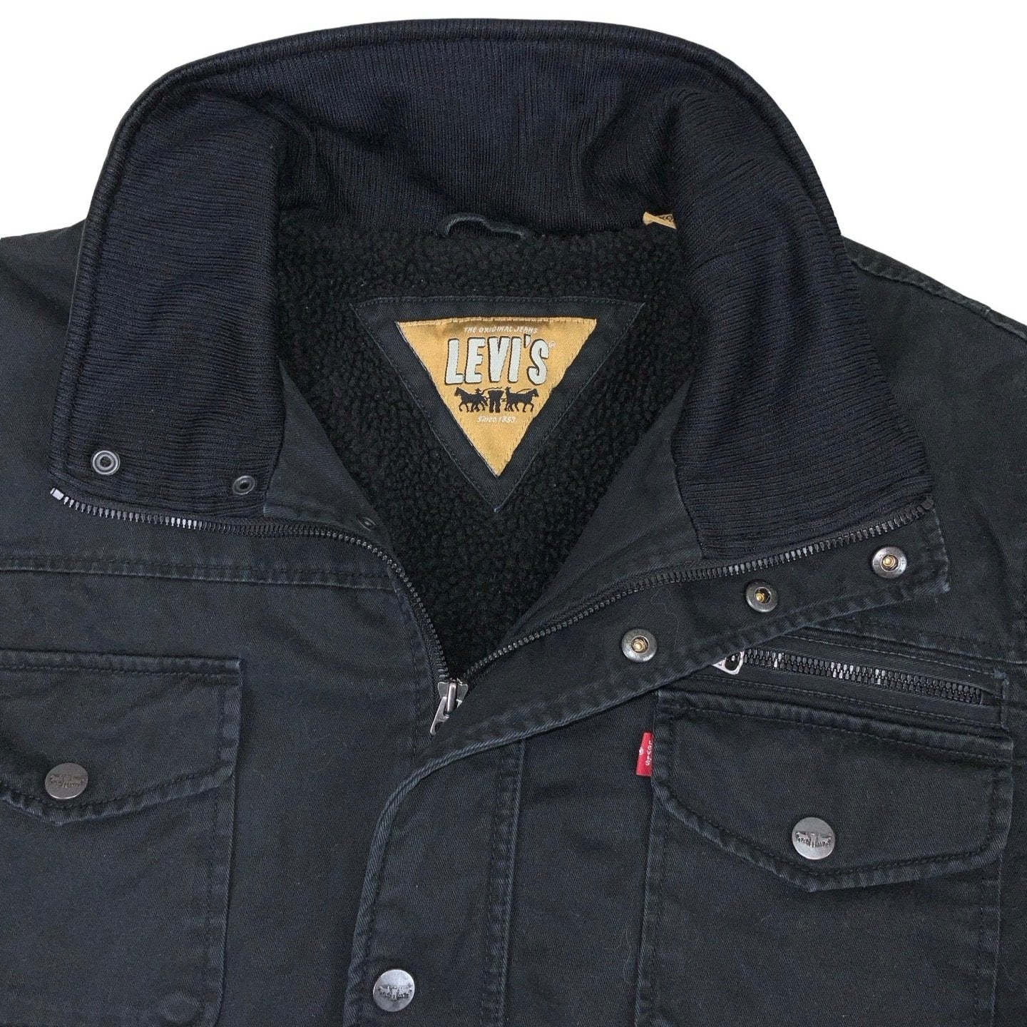 Vintage 90s Levi's Black Fleece Lined Coat Jacket XXL XXXL