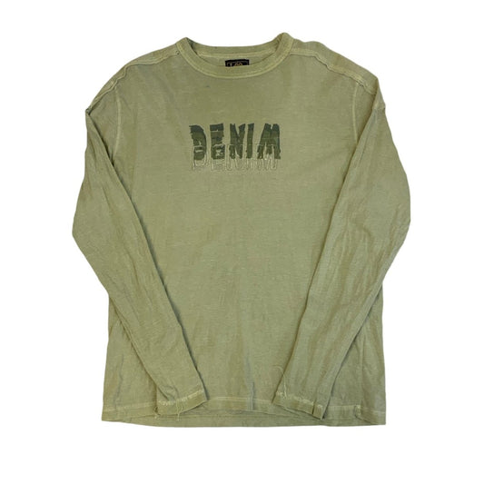 Vintage 90s Lee Denim Sage Green Long Sleeve Premium Quality Tee XL 20