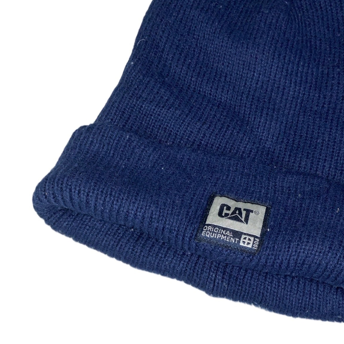 Vintage 90s 00s CAT Original Equipment Navy Blue Thick Warm Beanie Hat