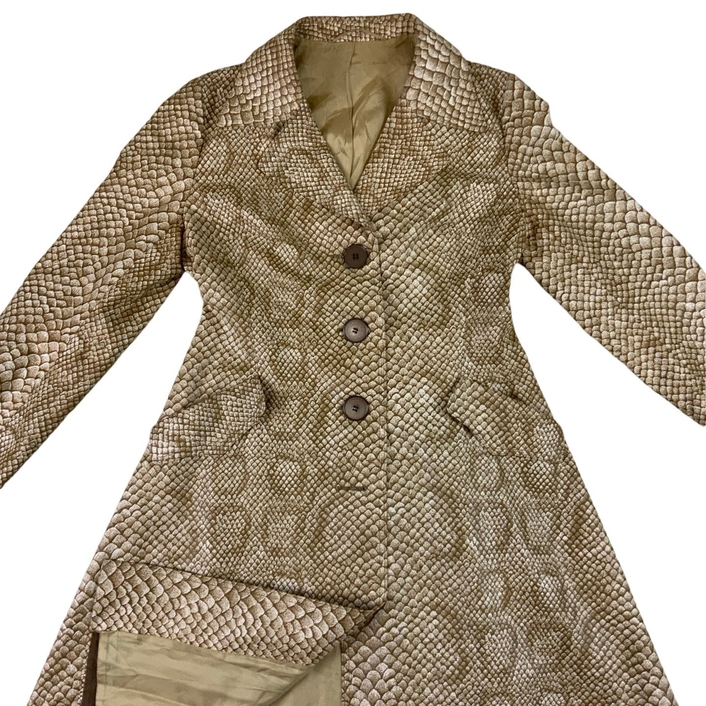 Vintage 'Snake Skin' Print Swing Coat 12 14