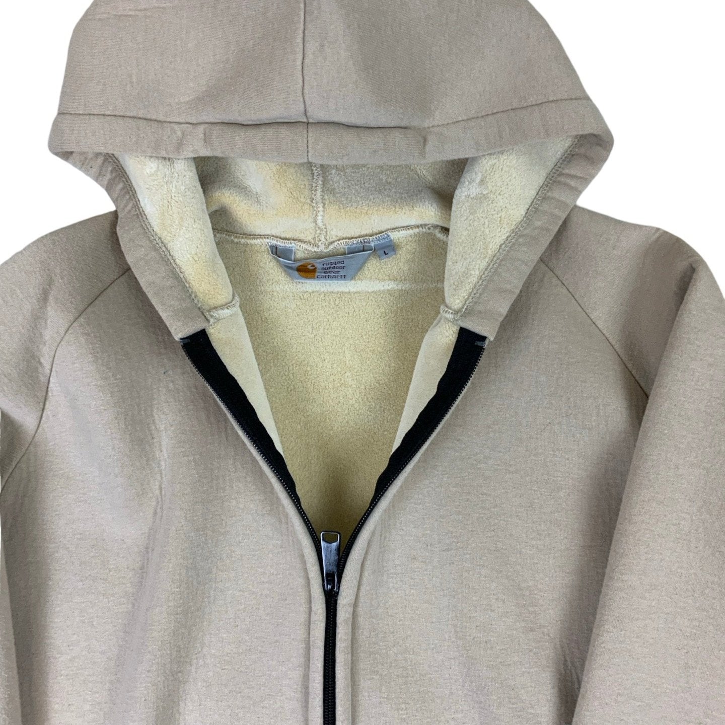 Vintage 90s 'Carhartt' Fleece Lined Beige Hoodie L