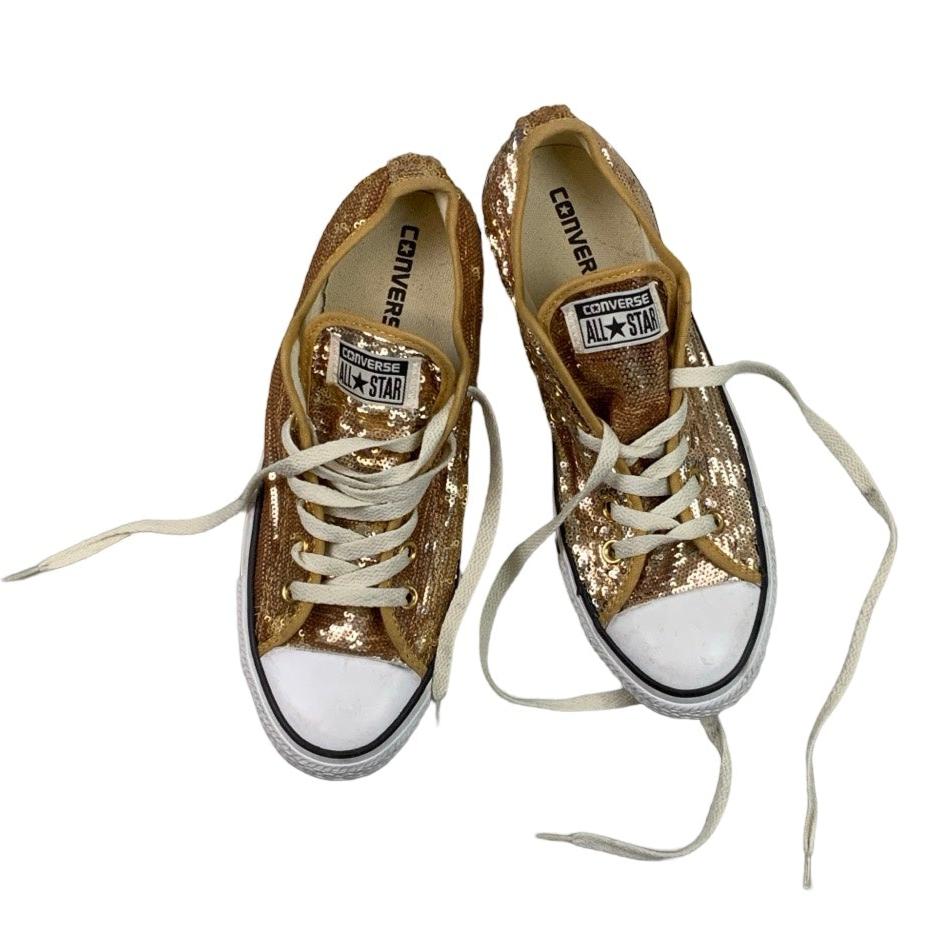 Vintage 90s Chuck Taylor Converse Gold Sequin Ankle Trainers UK6.5