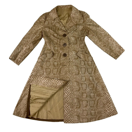 Vintage 'Snake Skin' Print Swing Coat 12 14