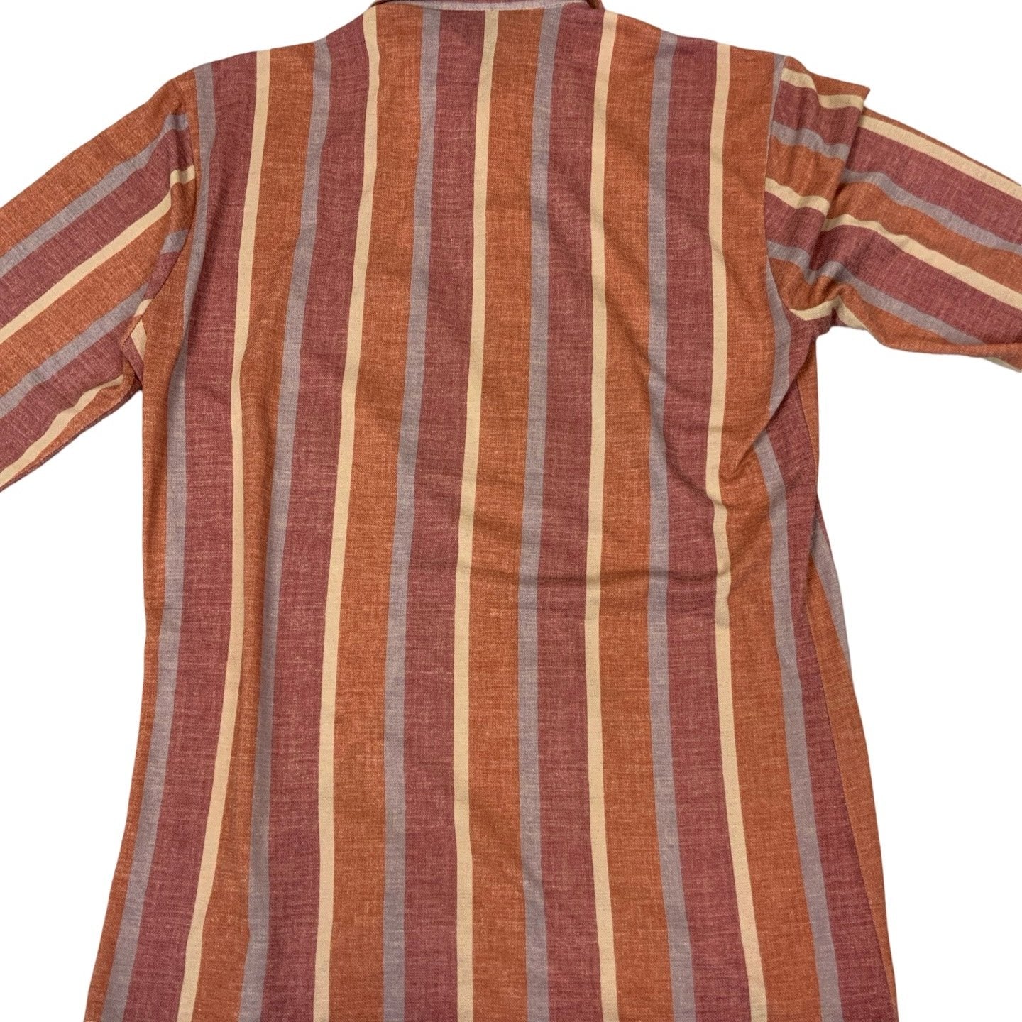 Vintage Brown Red Blue Beige Stripe Print Shirt S M