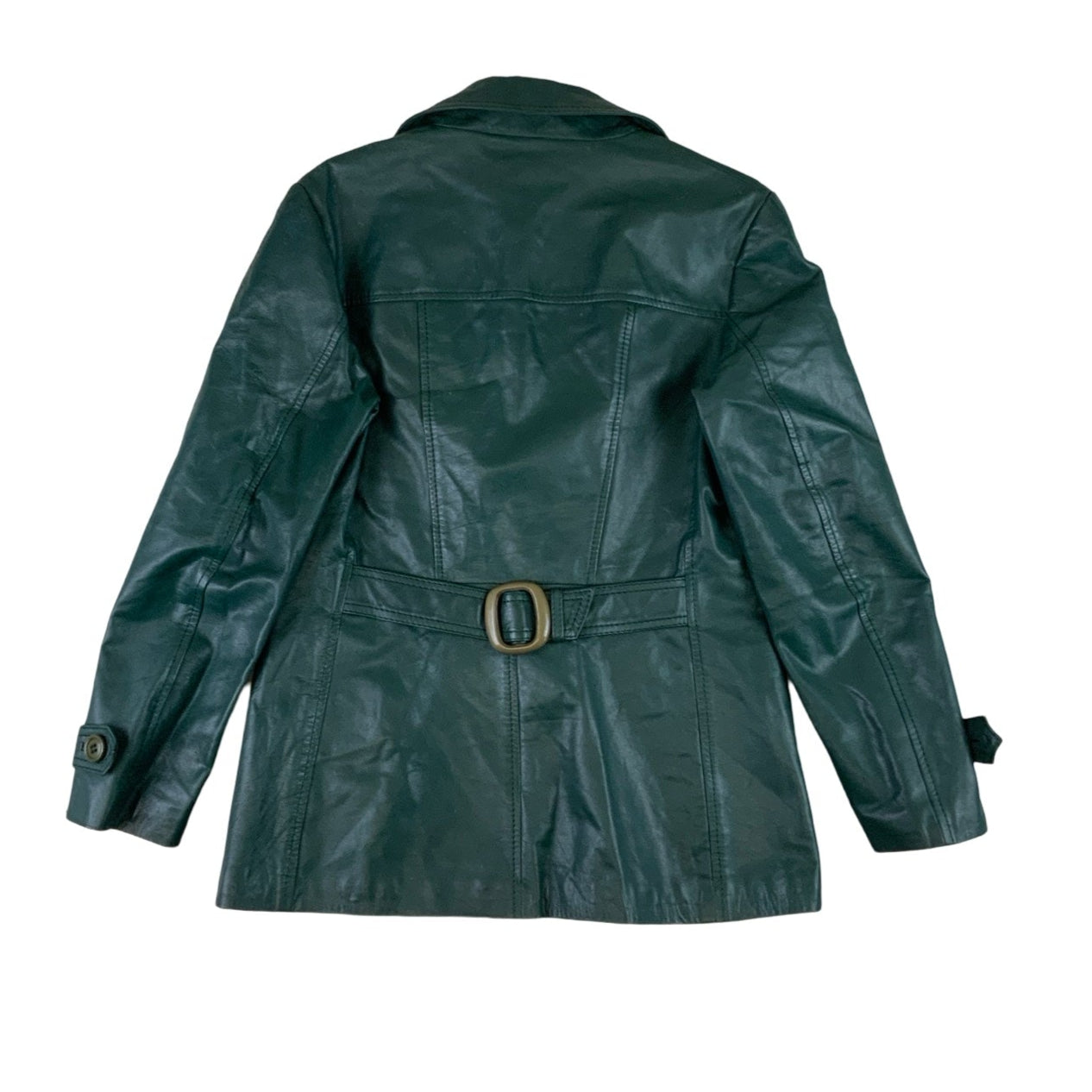 Vintage Emerald Green Double Breasted Leather Jacket 10 12