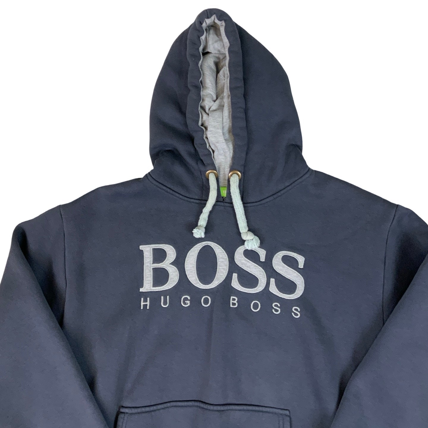 Vintage Hugo Boss 2000s Navy & Grey Spell Out Hoodie S M