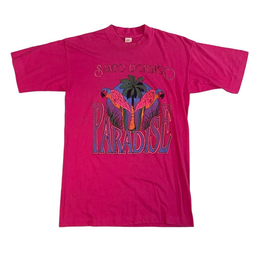 90s Pink Santo Dominigo Paradise Parrot Graphic Tee M L