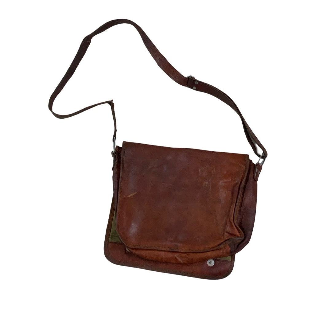 Vintage 'Gusti Leden' Brown Sheep Leather Messenger Shoulder Bag