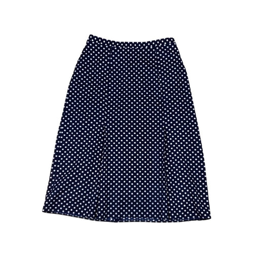 Vintage 60s 70s Navy Blue White Polka Dot Midi Skirt XS 4 6