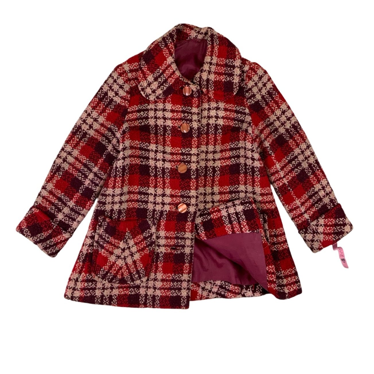 Vintage Woven plaid Wool Coat 12 14