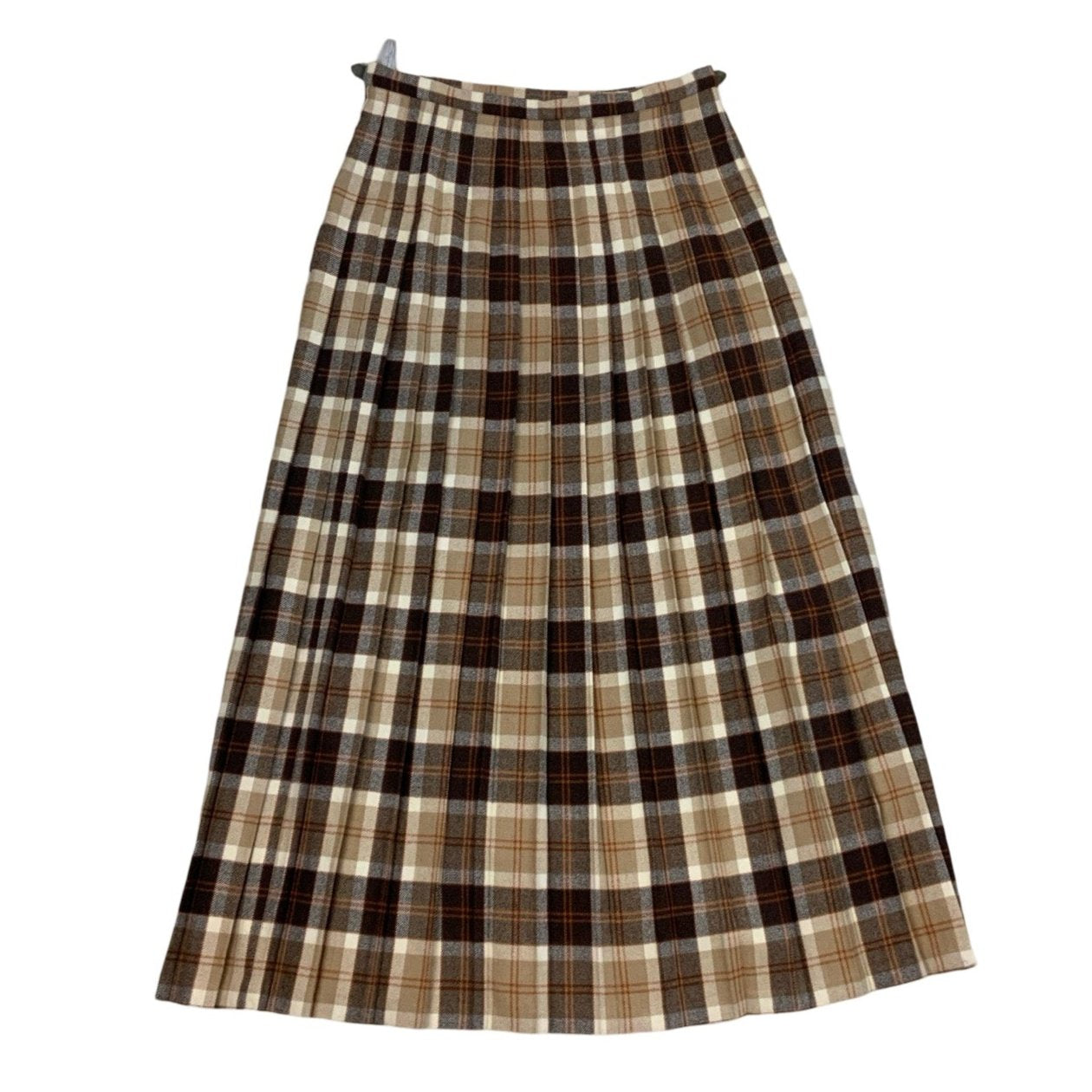 Vintage 'Laird-Portch of Scotland' Brown Beige Red Cream Scottish Tartan Maxi Skirt Kilt M 16