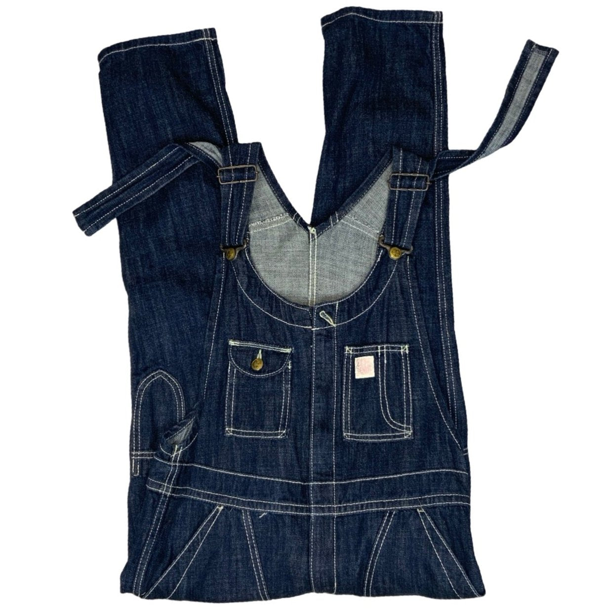 Vintage 90s Union Made Dark Blue Denim Dungarees Bib Overalls 34W 27L