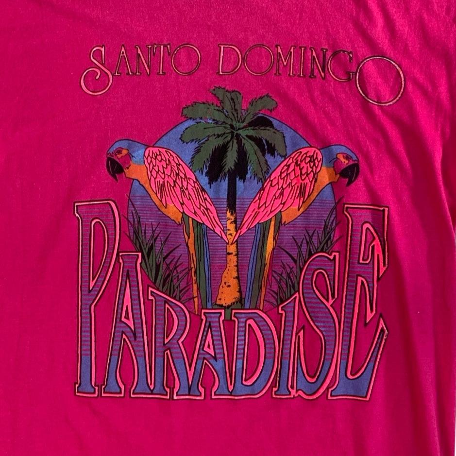 90s Pink Santo Dominigo Paradise Parrot Graphic Tee M L