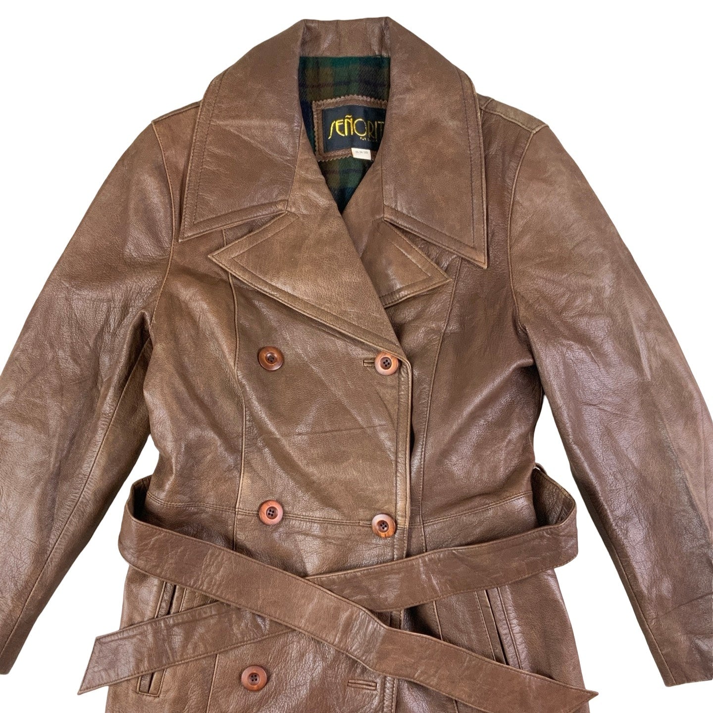 Vintage 'Senorita' Brown Leather Coat 12 14