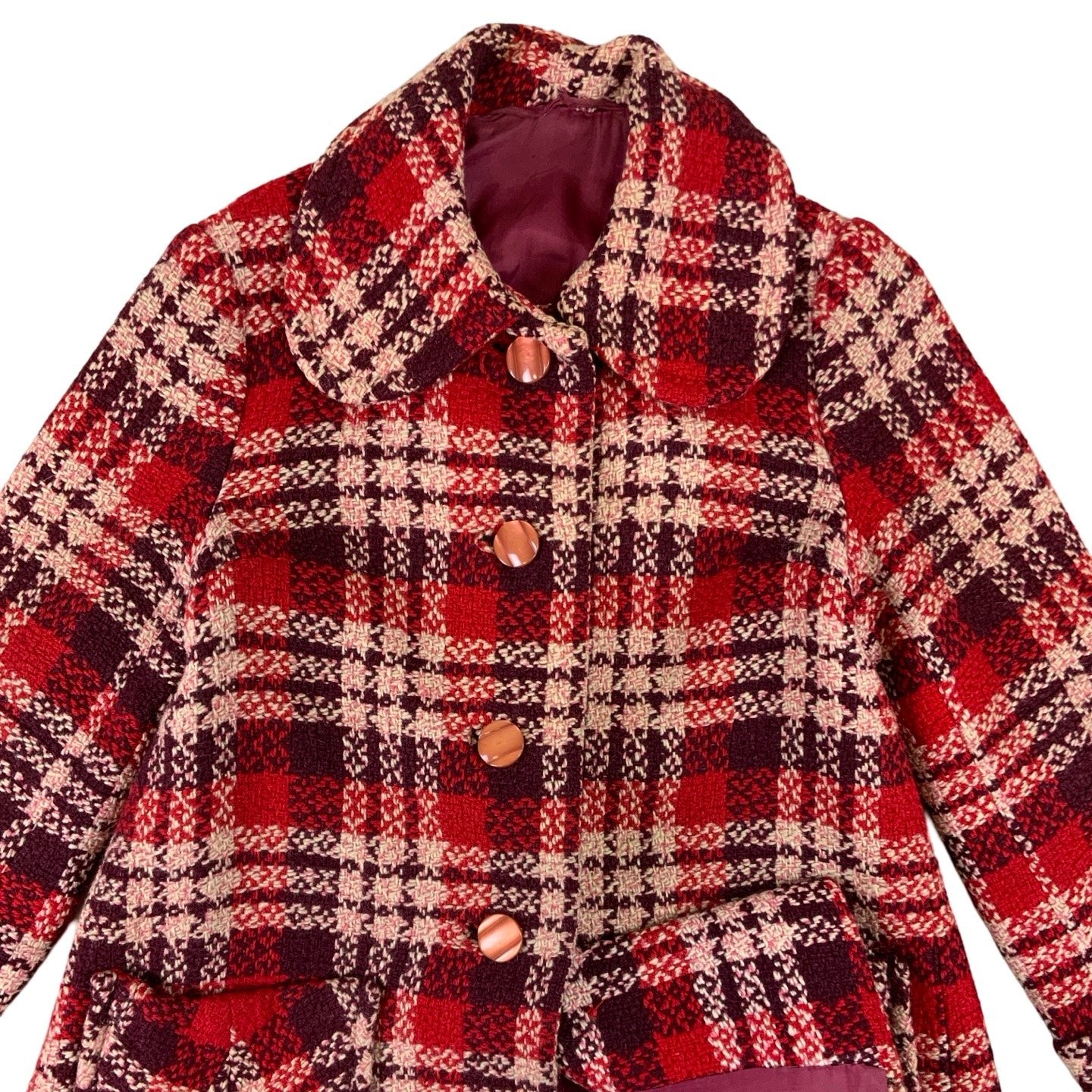 Vintage Woven plaid Wool Coat 12 14